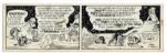 ''Li'l Abner'' Pair of Comic Strips Drawn & Signed by Al Capp From 19 and 20 May 1966 -- Immigrants vs. Hippies, Classic Capp -- 19.75'' x 6.25'' -- Toning & Minor Green Glue Residue, Near Fine