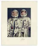 Large John Young Signed Photo -- Depicting Young & Gus Grissom in Their Spacesuits -- From The Gus Grissom Estate