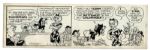 ''Li'l Abner'' Pair of Comic Strips From 16 and 20 June 1966 Featuring Mammy Yokum in a Courtroom Setting & Ian Flemm -- Hand-Drawn & Signed by Al Capp With Sketches to Verso -- 19.75'' x 6.25''