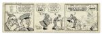 ''Li'l Abner'' Pair of Comic Strips From 4 and 5 July 1966 Featuring Santa Clause & Mention of Dogpatch -- Hand-Drawn & Signed by Al Capp -- 19.75'' x 6.25'' -- Near Fine