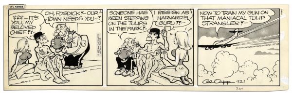 Lot of 4 ''Li'l Abner'' Comics With Fosdick -- 18-21 July 1977, The Very Last Year of The Strip's 43 Year Run -- Drawn & Signed by Capp -- 18.75'' x 6.25'' -- Toning & White Out, Near Fine