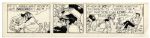 Lot of 4 ''Li'l Abner'' Comic Strips From 1976 -- Hand-Drawn & Signed by Capp Featuring Daisy Mae, Li'l Abner, A Shmoo & Honest Abe -- Sizes Vary, Approximately 19.5'' x 6.25''