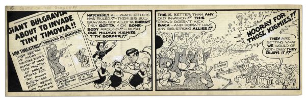 ''Li'l Abner'' 2-Panel Comic Strip From 22 October 1949 Featuring Abner & Mammy -- Hand-Drawn & Signed by Al Capp -- 22.75'' x 7'' -- Toning & White Out, Near Fine