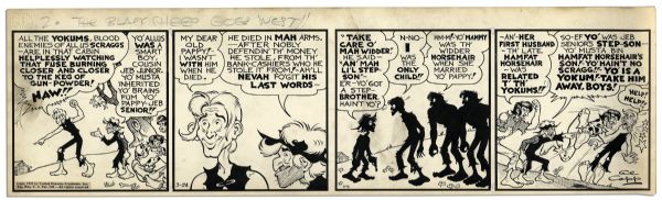 ''Li'l Abner'' Comic Strip From 24 March 1942 Featuring the Nefarious Jeb Scragg -- Drawn & Signed by Capp -- 22.75'' x 6.75'' -- Toning, Else Near Fine