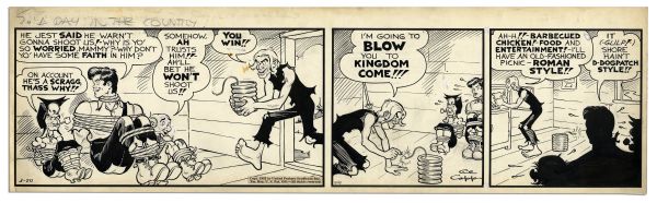 ''Li'l Abner'' Comic Strip From 20 March 1942 Featuring Li'l Abner & Mammy Yokum -- Drawn & Signed by Capp -- 22.75'' x 6.75'' -- Toning & Minor Foxing, Else Near Fine