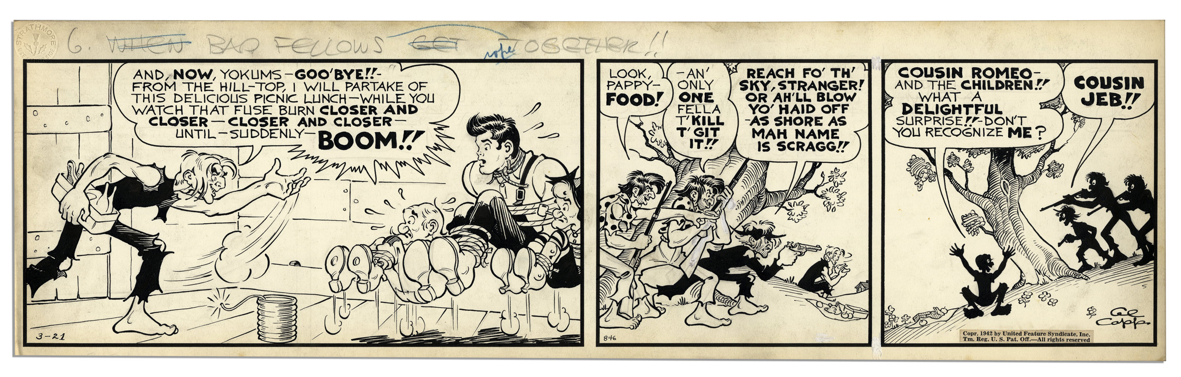 Lot Detail Lil Abner Comic Strip From 21 March 1942 Featuring Li