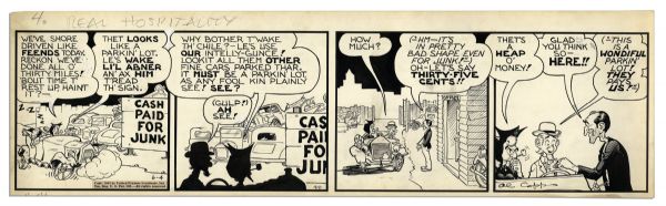 ''Li'l Abner'' Comic Strip From 1 June 1942 Featuring Abner & Mammy -- Hand-Drawn & Signed by Al Capp -- 22.75'' x 7'' -- Toning & White Out, Near Fine