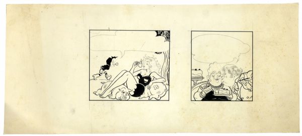 Al Capp ''Li'l Abner'' Unfinished Hand-Drawn Comic Strip -- Featuring Daisy Mae & Mammy Yokum -- Measures 22.5'' x 10'' in Pencil & Ink -- Near Fine