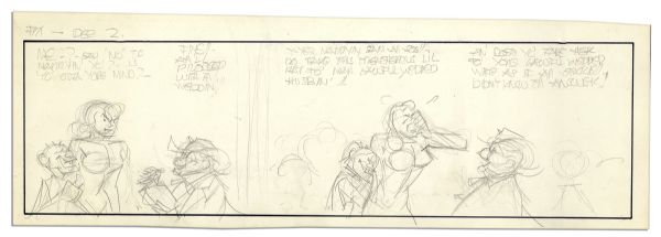 Al Capp ''Li'l Abner'' Unfinished Hand-Drawn Comic Strip -- Featuring Marryin' Sam -- Measures 18.75'' x 6.25'' in Pencil -- Near Fine