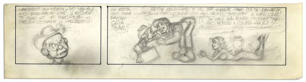 ''Li'l Abner'' Unfinished Comic Strip by Al Capp in Pencil -- Undated Strip Features Li'l Abner & Daisy Mae -- 22.75'' x 6'' -- Near Fine
