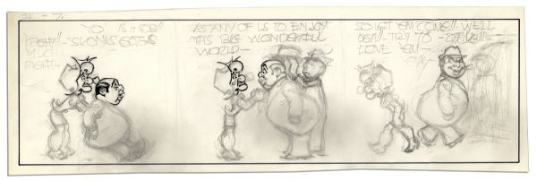 ''Li'l Abner'' Unfinished Comic Strip by Al Capp in Pencil & Black Ink -- Undated & Featuring Mammy Yokum -- 19.75'' x 6.25'' -- Near Fine
