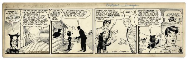 ''Li'l Abner'' Comic Strip From 29 June 1940 Featuring Abner & Mammy -- Hand-Drawn & Signed by Al Capp -- 23'' x 6.75'' -- Toning & White Out, Near Fine