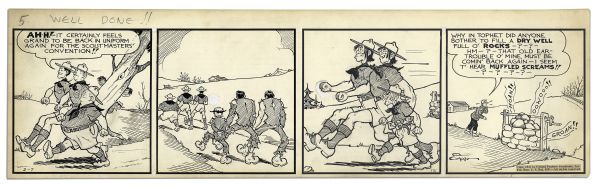 ''Li'l Abner'' Comic Strip From 7 March 1941 -- Hand-Drawn & Signed by Al Capp -- 22.75'' x 6.75'' -- Toning & White Out, Near Fine