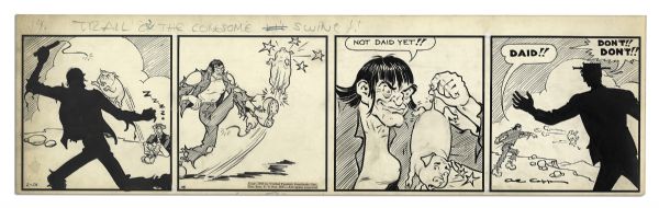 ''Li'l Abner'' Comic Strip From 20 February 1941 Featuring Salomey in a Life & Death Predicament -- Hand-Drawn & Signed by Al Capp -- 22.75'' x 6.5'' -- Toning & White Out, Near Fine
