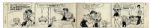 ''Li'l Abner'' Comic Strip From 23 January 1966 -- Hand-Drawn & Signed by Al Capp Featuring Li'l Abner, Daisy Mae & Honest Abe -- 2 Sheets, 14.5'' x 5'' Each -- Toning & White Out, Near Fine