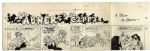 ''Li'l Abner'' Sunday Strip Hand-Drawn by Al Capp From 28 August 1966 -- Monster Costume Storyline -- With Sketches to Verso -- 29'' x 18'' On Two Separated Strips -- Very Good