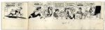 ''Li'l Abner'' Sunday Strip Hand-Drawn & Signed by Al Capp -- Monster Costume Storyline With Li'l Abner From 4 September 1966 -- 4 Pieces With Sketches to Verso -- 23.25'' x 29'' -- Very Good