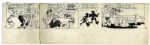 ''Li'l Abner'' Partial Sunday Strip From 13 February 1966 Featuring  Li'l Abner -- Hand-Drawn & Signed by Capp -- 13.5'' x 29'' -- Two of Three Rows of Panels, Top Row Absent, Else Near Fine