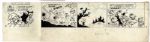 ''Li'l Abner'' Sunday Strip Hand-Drawn & Signed by Al Capp From 30 April 1967 -- Evil Eye Fleagle & Capp's Trademark Expression, ''Whammy'' -- Pencil Sketch on Verso -- 29'' x 28'' -- Very Good