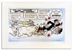 ''Li'l Abner'' Poster -- Fearless Fosdick Runs From a Pack of Dogs & Bemoans His Plight -- Signed ''Al Capp'' in Pencil -- Fabric Labeled ''trial proof'' -- Measures 36'' x 22.5'' -- Near Fine