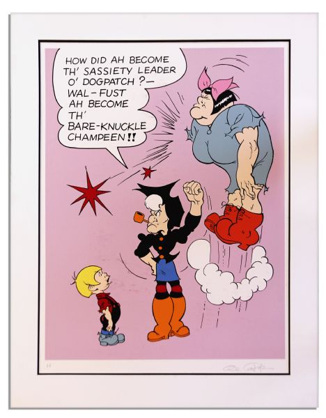Giant ''Li'l Abner'' Poster -- Mammy Explains to Her Grandson How She Became Leader of Dogpatch -- Artist Proof Labeled ''AP'' & Signed ''Al Capp'' in Pencil -- 30'' x 38.75'' -- Mounted, Very Good