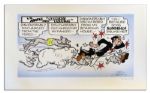''Li'l Abner'' Poster -- Fearless Fosdick Runs From a Pack of Dogs & Bemoans His Plight -- Signed ''Al Capp'' in Pencil -- Fabric Labeled ''trial proof'' -- Measures 36'' x 22.5'' -- Near Fine