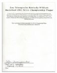 Original 1951 NCAA Basketball National Championship Plaque Trophy From the Collection of Boston Celtics & Kentucky Wildcats, Lou Tsioropoulos