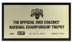 2002 Ohio State National Championship Circuit City Limited Edition Coaches' Trophy
