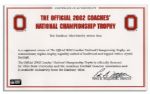 2002 Ohio State National Championship Circuit City Limited Edition Coaches' Trophy
