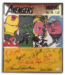 Metal Avengers Poster Signed by 14 Members of the 2012 Films Cast, Including Robert Downey Jr., Scarlett Johansson, Samuel L. Jackson, Gwyneth Paltrow, Mark Ruffalo & Chris Hemsworth