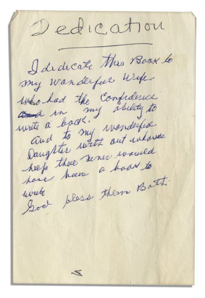 Moe Howard's Handwritten Dedication Page For His Autobiography