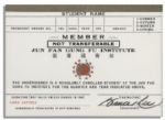 Bruce Lee Signed Membership Card From His First Martial Arts School in Seattle, The Jun Fan Gung Fu Institute