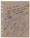 Page Signed by a Multitude of Astronauts Including Neil Armstrong, Buzz Aldrin, Charlie Duke & More -- With 20 Signatures in Total