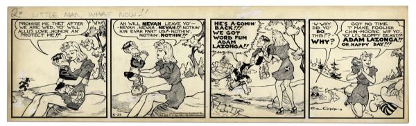 ''Li'l Abner'' Comic Strip Hand Drawn & Signed by Al Capp Likely Dating to 1940's -- Featuring Mammy & Dialogue About LAdies Man Adam Lazonga -- 23'' x 7'' -- Toning & White Out, Else Near Fine
