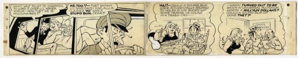 ''Li'l Abner'' Comics Hand Drawn by Al Capp With Pencil Sketches to Verso -- No Dates Are Present -- 29'' x 17.25 -- Toning & Some Staining, Very Good