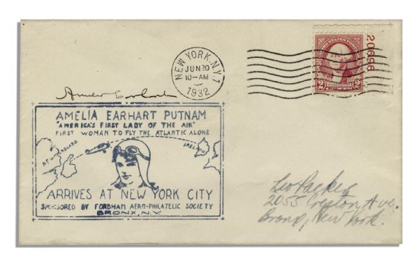 Amelia Earhart Signed Cover Cancelled 20 June 1932