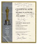 Mickey Rooney Official Oscar Nomination For Best Actor in a Supporting Role For The Black Stallion -- Inscribed to His Wife, Jan