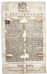 Broadside by King Charles II Issued in 1666 -- Banishing Jesuit Priests After the Great Fire of London