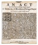 Broadside From The Third English Civil War Issued by Oliver Cromwells Parliament Announcing A Solemn day of Humiliation, Fasting & Prayer...