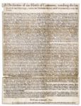 1641 Broadside Issued by The House of Commons Regarding King Charles Is Attempted Arrest of 5 Members of The House of Commons -- The Incident That Precipitated English Civil War