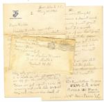 Rene Gagnon WWII-Dated Autograph Letter Twice-Signed -- ...Here we get up at 3:30 in the morning and work like (HELL) all day...
