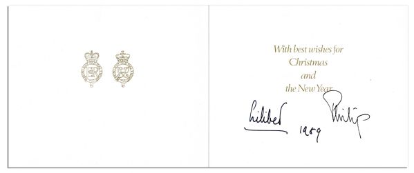 Queen Elizabeth II & Prince Phillip Signed Christmas Card From 1989