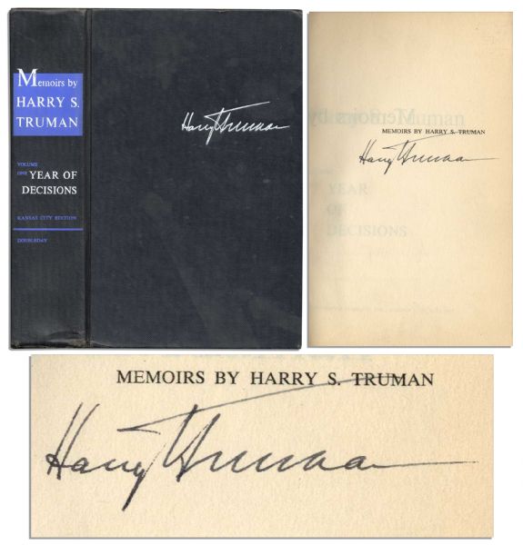 Uninscribed Harry Truman Signed ''Memoirs: Year of Decisions'' -- Limited Kansas City Edition