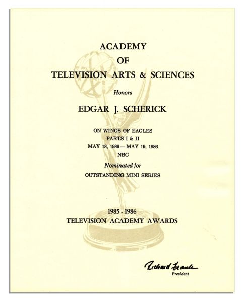 Prolific Television Producer Edgar J. Scherick 1986 Emmy Award Nomination For ''On Wings Of Eagles'' Outstanding Mini Series