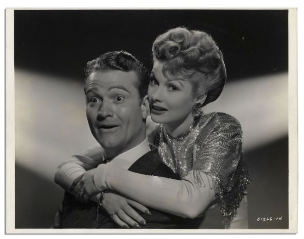Vintage MGM Photograph of Lucille Ball & Red Skelton -- 10'' x 8'' Publicity Shot Promoting Their Film ''Du Barry Was a Lady''
