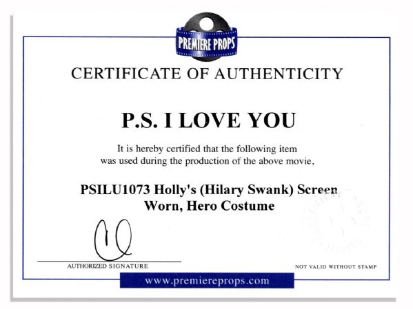 Hero Costume Worn by Oscar-Winner Hilary Swank in ''P.S. I Love You''