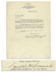 Early Franklin D. Roosevelt WWI Typed Letter Signed -- Written in 1918, Before His Bout With Polio -- ...you have supplied Eyes for the NAVY during a very trying period...