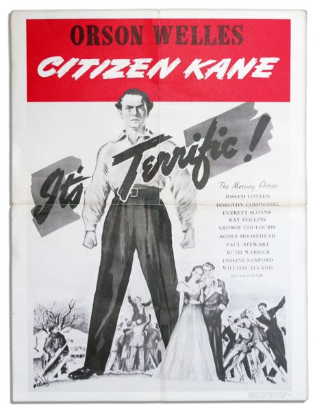 Rare Poster Measuring 18.5'' x 24.5'' Promoting ''Citizen Kane'' -- Hailed as The Greatest Film of All Time