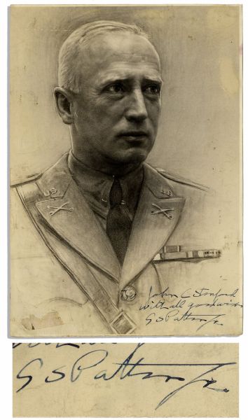 George Patton 6.75'' x 9.75'' Signed Military Portrait in Uniform