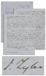 John Tyler Autograph Letter Signed Referencing Famed Campaign Slogan Tippecanoe and Tyler Too -- ...the Old Line Whigs will vote for Buck and Breck. That is the new Tip and Tie firm...